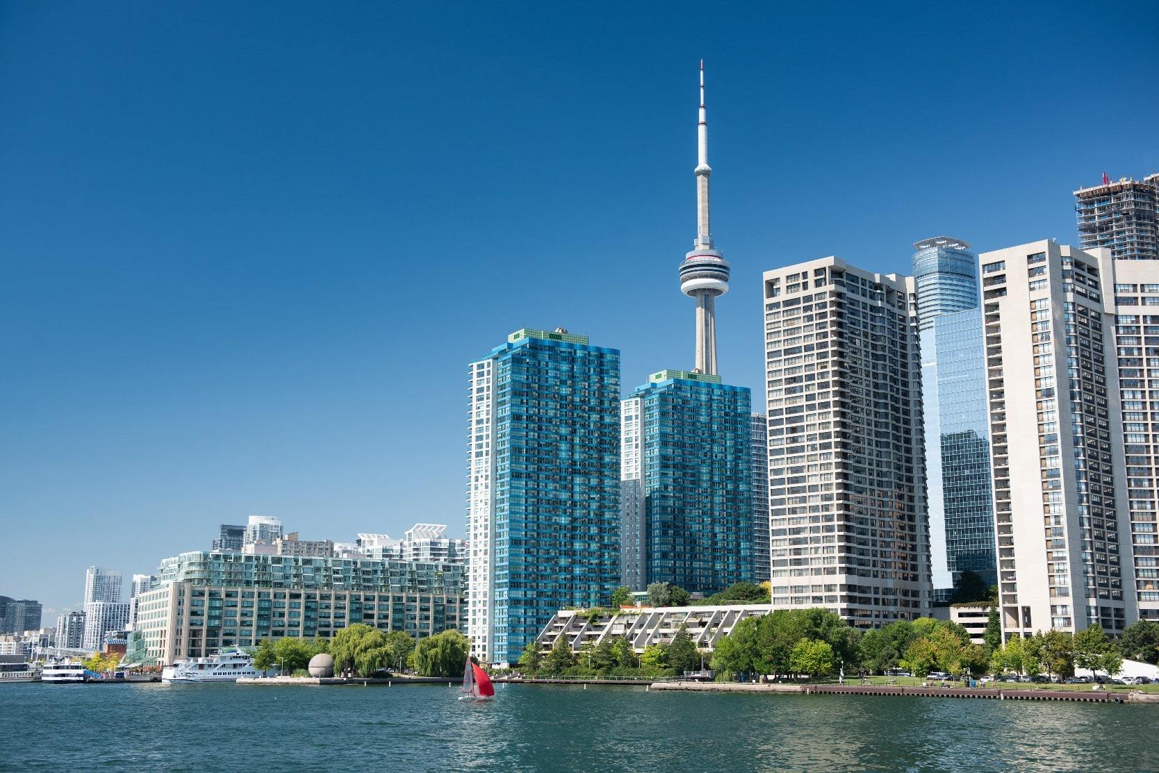 Lake Ontario with Toronto condos and the CN Tower in the background